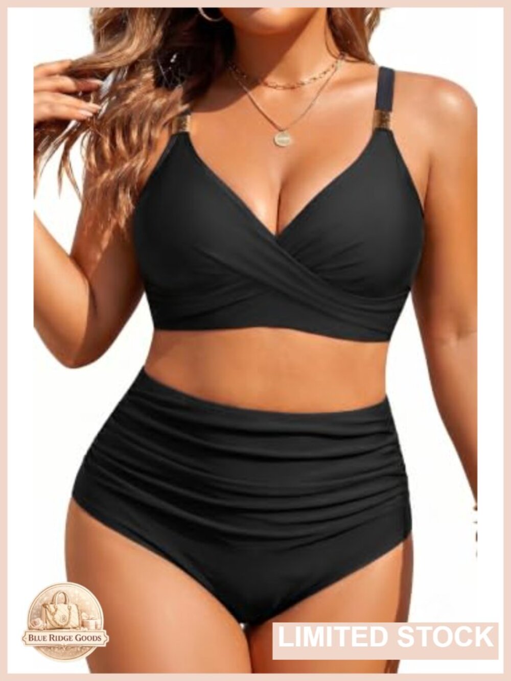Plus Size High Waisted Bikini Set with Tummy Control Two Piece Swimsuit
